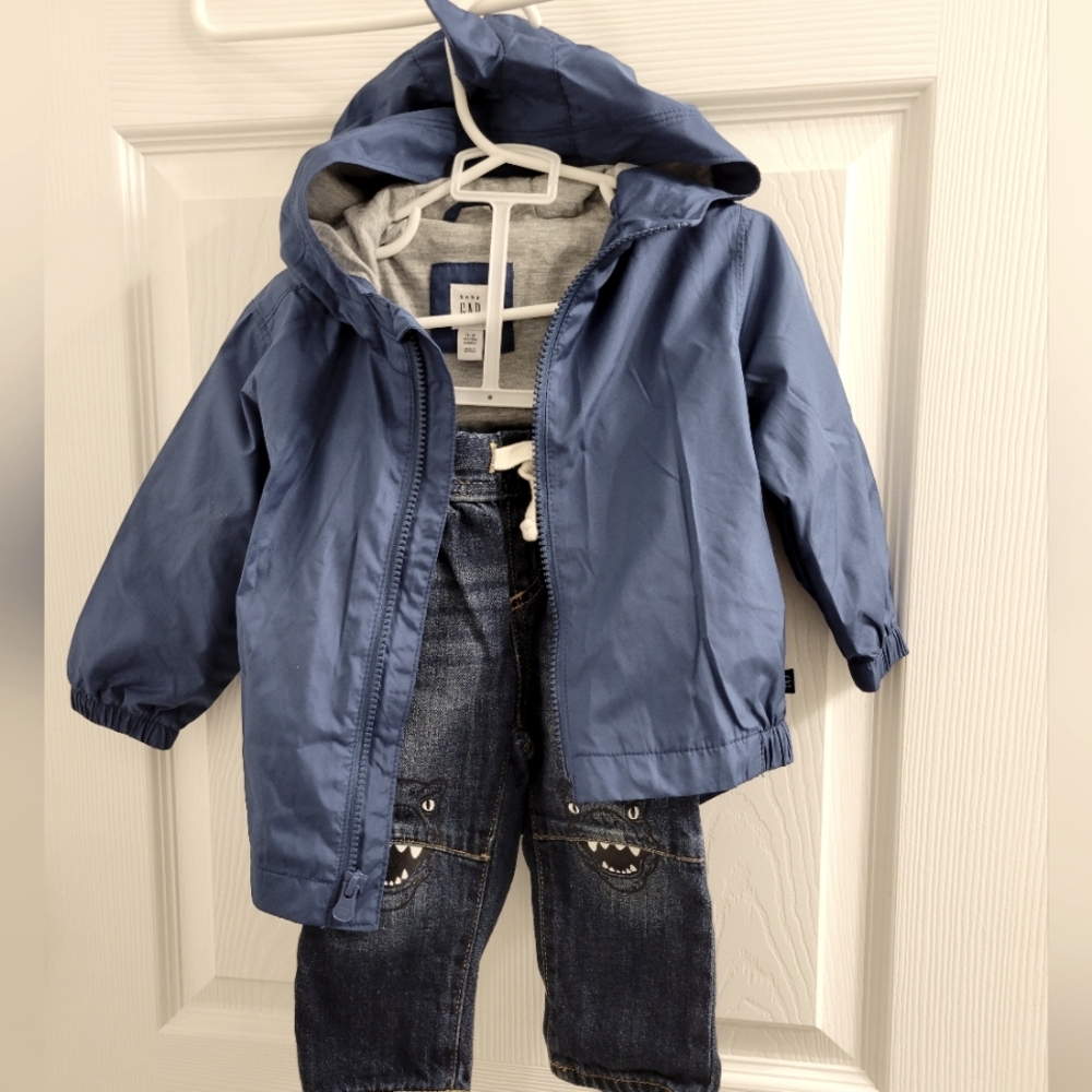 GAP Rain Jacket & Pull-on Jeans 12m